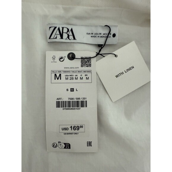 Zara Oversized Linen Blend Bomber Jacket Women Size M Ivory Pockets New - Picture 6 of 14